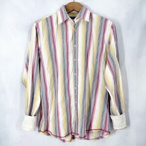 Georg Roth Cotton Long Sleeve Striped Multicolor Button Down Shirt Mens Medium